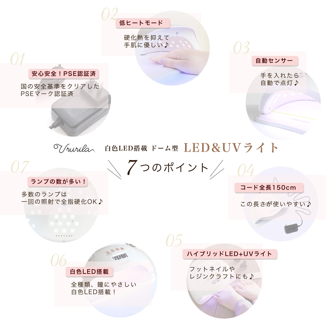 ドーム型LED&UVライト 02.ブラック